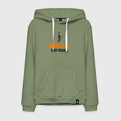 Толстовка-худи хлопковая мужская Баскетбол моя терапия, цвет: авокадо