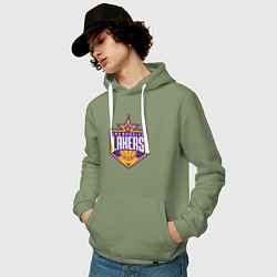 Толстовка-худи хлопковая мужская Los Angelas Lakers star, цвет: авокадо — фото 2