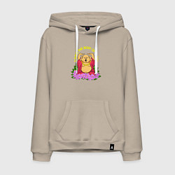 Толстовка-худи хлопковая мужская У меня тело бога, цвет: миндальный