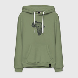 Толстовка-худи хлопковая мужская African leopard, цвет: авокадо