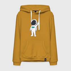 Толстовка-худи хлопковая мужская Привет от космонавта, цвет: горчичный