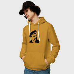 Толстовка-худи хлопковая мужская Ленин в кепке, цвет: горчичный — фото 2