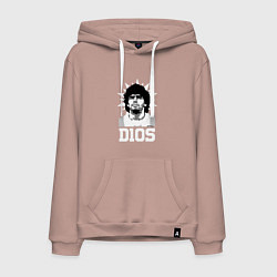 Толстовка-худи хлопковая мужская Dios Diego Maradona, цвет: пыльно-розовый