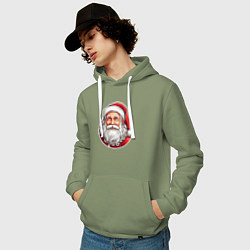 Толстовка-худи хлопковая мужская Санта клаус иллюстрация-стикер, цвет: авокадо — фото 2