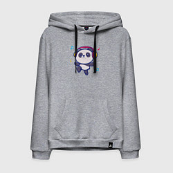 Толстовка-худи хлопковая мужская Music panda, цвет: меланж