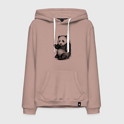 Толстовка-худи хлопковая мужская Детеныш панды, цвет: пыльно-розовый