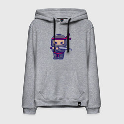 Толстовка-худи хлопковая мужская Ниндзя с мечом, цвет: меланж