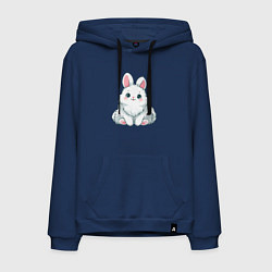 Толстовка-худи хлопковая мужская Пушистый аниме кролик, цвет: тёмно-синий