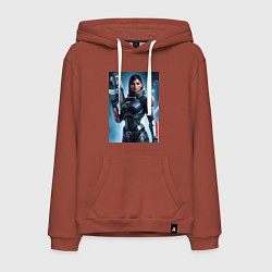 Толстовка-худи хлопковая мужская Mass Effect -N7 armor, цвет: кирпичный