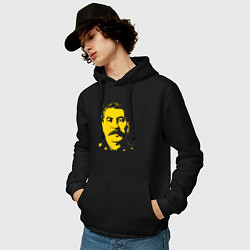 Толстовка-худи хлопковая мужская Yellow Stalin, цвет: черный — фото 2