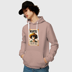 Толстовка-худи хлопковая мужская One Piece - Wanted, цвет: пыльно-розовый — фото 2