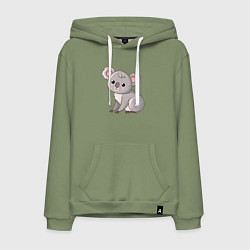 Толстовка-худи хлопковая мужская Cute koala, цвет: авокадо