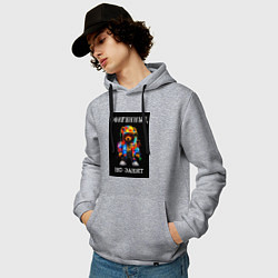 Толстовка-худи хлопковая мужская Мишка поп арт: офигенный, но занят, цвет: меланж — фото 2