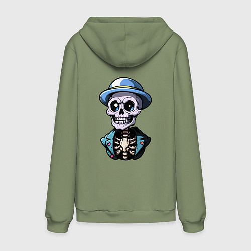 Мужская толстовка-худи Скелет в синей шляпе / Авокадо – фото 2