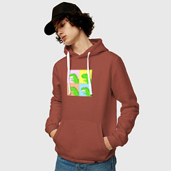 Толстовка-худи хлопковая мужская Дракончики в стиле поп-арт комикса, цвет: кирпичный — фото 2