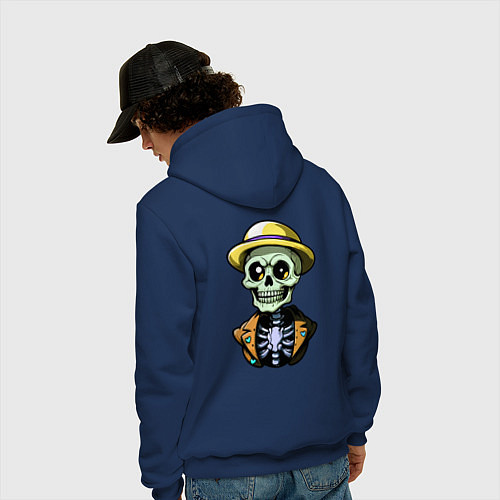 Мужская толстовка-худи Скелет в жёлтой шляпе / Тёмно-синий – фото 4