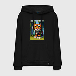 Толстовка-худи хлопковая мужская Funny tiger cub - Minecraft, цвет: черный