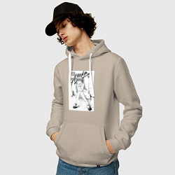 Толстовка-худи хлопковая мужская Евангелион Аска Сорью, цвет: миндальный — фото 2