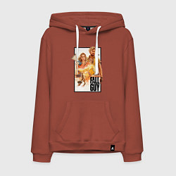 Толстовка-худи хлопковая мужская Каскадеры Райан Гослинг и Эмили Блант, цвет: кирпичный
