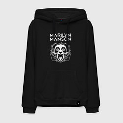 Толстовка-худи хлопковая мужская Marilyn Manson rock panda, цвет: черный
