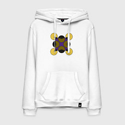 Толстовка-худи хлопковая мужская Геометрические фигуры - круги со звездой, цвет: белый