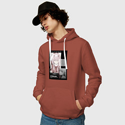 Толстовка-худи хлопковая мужская Милый во Франксе Zero Two, цвет: кирпичный — фото 2