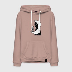 Толстовка-худи хлопковая мужская Космос в замочной скважине, цвет: пыльно-розовый