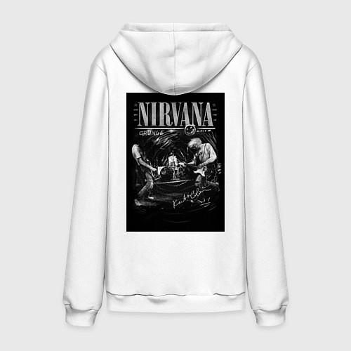 Мужская толстовка-худи Нирвана драйв на сцене / Белый – фото 2