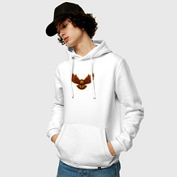 Толстовка-худи хлопковая мужская Полёт совы, цвет: белый — фото 2