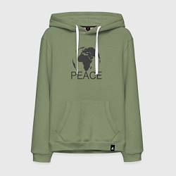 Толстовка-худи хлопковая мужская Peace the world, цвет: авокадо