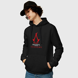 Толстовка-худи хлопковая мужская Assassins creed shadows logo, цвет: черный — фото 2