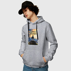 Толстовка-худи хлопковая мужская Легенда о зельде - Линк, цвет: меланж — фото 2
