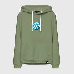 Толстовка-худи хлопковая мужская Volkswagen logo blue, цвет: авокадо