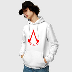 Толстовка-худи хлопковая мужская Red logo of assassins, цвет: белый — фото 2