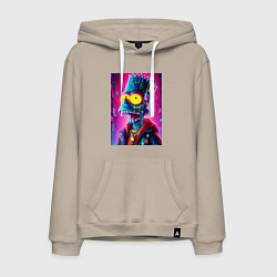 Мужская толстовка-худи Cyber Bart Simpson - neon glow ai art