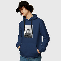Толстовка-худи хлопковая мужская Курт Кобейн арестован, цвет: тёмно-синий — фото 2