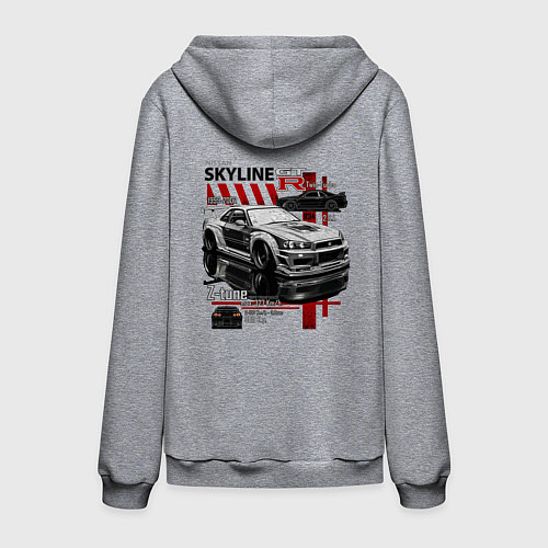 Мужская толстовка-худи Skyline nissan gtr34 / Меланж – фото 2