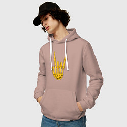 Толстовка-худи хлопковая мужская Golden skeleton hand, цвет: пыльно-розовый — фото 2
