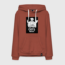 Толстовка-худи хлопковая мужская Шеф повар кулинар, цвет: кирпичный