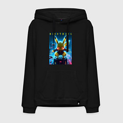 Мужская толстовка-худи Cyber Pikachu - neon glow ai art