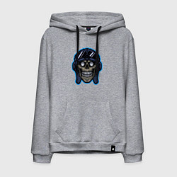 Толстовка-худи хлопковая мужская Авиатор череп, цвет: меланж