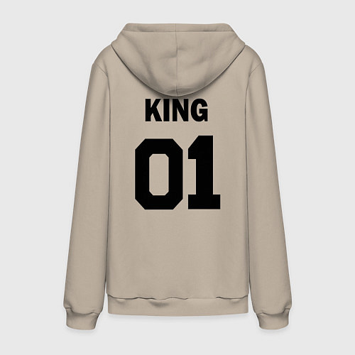 Мужская толстовка-худи Черная футбольная надпись: король с номером 01 / Миндальный – фото 2