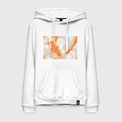 Мужская толстовка-худи Оранжевая краска на белом