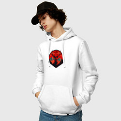 Толстовка-худи хлопковая мужская Олень на фоне гор, цвет: белый — фото 2