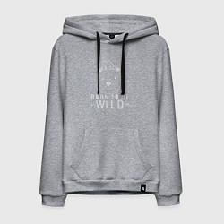 Толстовка-худи хлопковая мужская Медведь - рождён диким, цвет: меланж