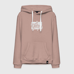 Толстовка-худи хлопковая мужская Ковбой на лошади, цвет: пыльно-розовый