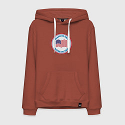 Толстовка-худи хлопковая мужская Сделано в Америке, цвет: кирпичный
