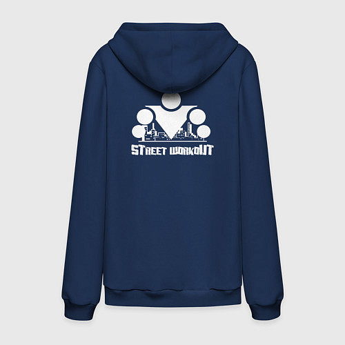 Мужская толстовка-худи Street Workout OldSchool White Hoodie / Тёмно-синий – фото 2