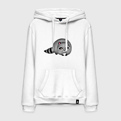 Толстовка-худи хлопковая мужская Милый малыш енот, цвет: белый