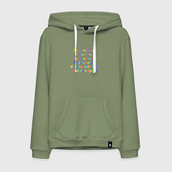 Толстовка-худи хлопковая мужская Упал-вставай, встал-упай, цвет: авокадо